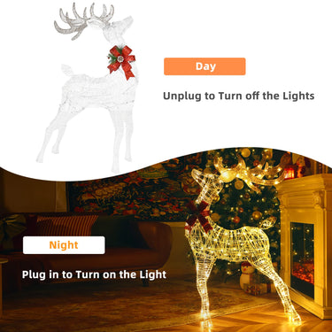 Christmas Lighted Reindeer with 120 LED Bulbs 4 Ground Stakes and 10 Zip Ties