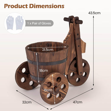 Barrel Flower Cart Planter with Drainage Hole for Growing Vegetables Herbs