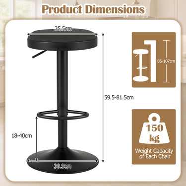 Moder Height Adjustment Bar Stools with and D-Shaped Footrest Set of 2