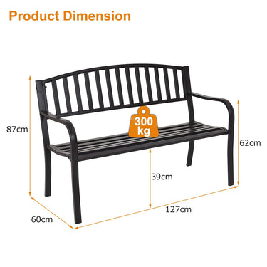 240KG Loaded Steel Garden Bench, Outdoor Patio Bench with Streak Design, Robust Steel Frame - PatiojoyAU