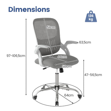 Home Office Chair with Flip Up Armrests and Back Storage Space