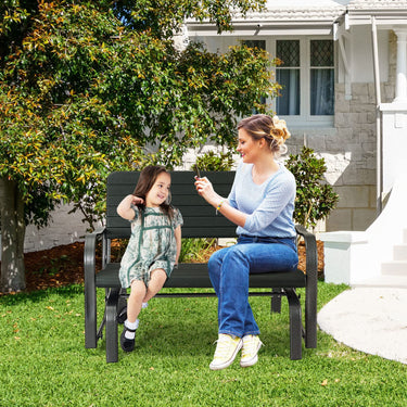 Outdoor 2-Person Glider Bench, Patio Glider Rocking Loveseat with Ergonomic Backrest & Armrests