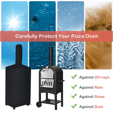 Portable Outdoor Pizza Oven Patio Grill Wood-fired Maker w/Stone Waterproof Cover and Peel
