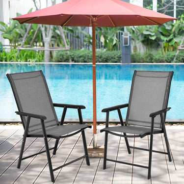 Patio Folding Chair Set of 2, Portable Outdoor Dining Chair with Breathable Fabric, Steel Structure, Foldable Design