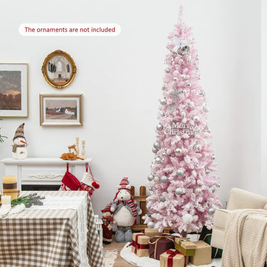 2.1M Pre-Lit Artificial Hinged Christmas Tree with 8 Lighting Modes