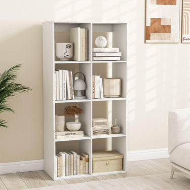 8-Cube Bookshelf Modern Cubby Bookcase with Back Guardrail and Anti-tipping Kits