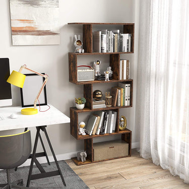Geometric S-Shaped Bookcase with Anti-Toppling Device