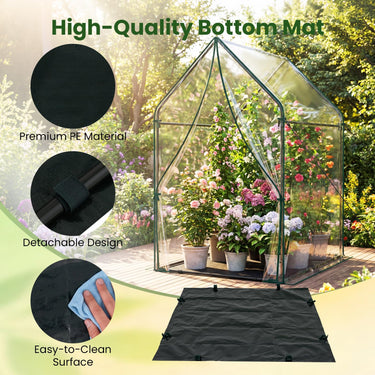Mini Green House with Waterproof Bottom Mat, Outdoor Portable Green House with Sturdy Metal Frame
