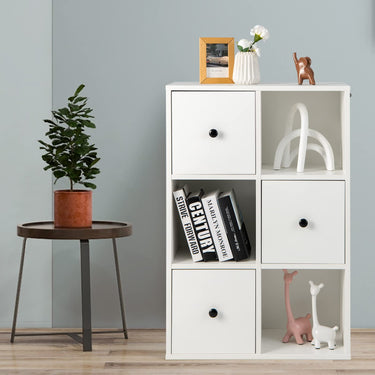 3-Tier Bookshelf with 3 Cubes & 3 Drawers for Office