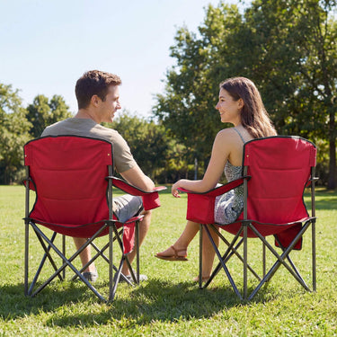 Oversized Camping Chair, Portable Folding Chair with Zippered Cooler Pouch & Cup Holder