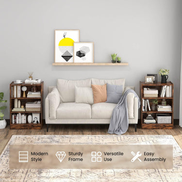 Floor Standing Open Bookshelf with Adjustable Shelves for Living Room, Bedroom, Study