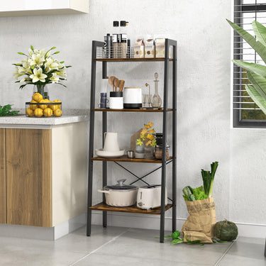 4-Tier Industrial Display Shelf with Metal Frame for Home/Office