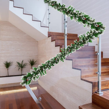 2.7M Artificial Christmas Wreath Rattan with Pine Needles and Red Berries