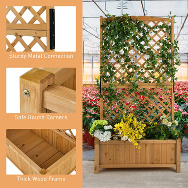 Raised Garden Bed w/Diamond Lattice Trellis & Drainage Holes