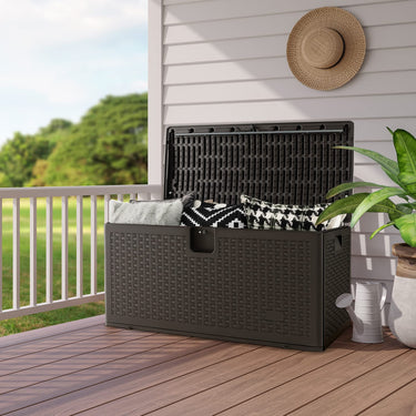 276 L Patio Deck Box, All Weather Storage Container w/Lockable Lid, Waterproof Storage Bin for Pillows - PatiojoyAU