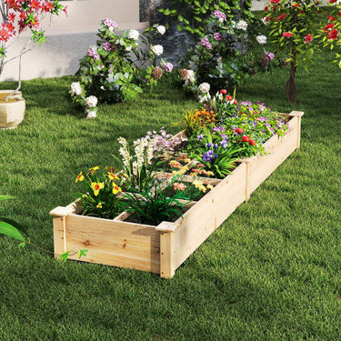 Wooden Raised Garden Bed w/ 2 Planter Boxes & Dividers