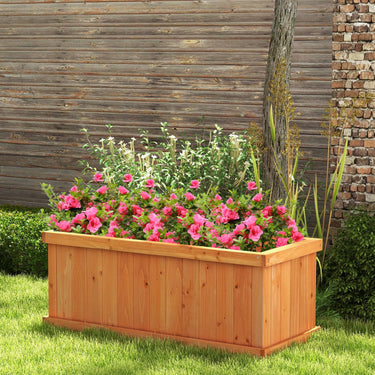 Raised Garden Bed, Wooden Planter Box with 4 Drainage Holes & Detachable Bottom Panels, Elevated Flower Bed - PatiojoyAU