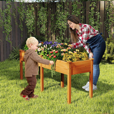 Raised Garden Bed w/Legs Elevated Planter Box w/Divider, 8 Drainage Holes