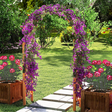 235 cm Garden Arch Wooden Arbor Outdoor Wood Trellis for Climbing Plants
