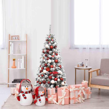 1.4/1.8/2.27M Snow Flocked Prelit Christmas Tree with LED Lights