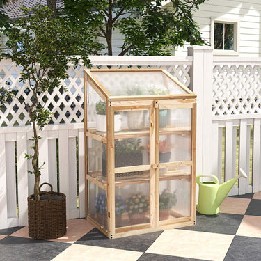 Wooden Garden Cold Frame Greenhouse, Portable Outdoor Indoor Cold Frame Kit