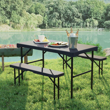 All-Weather HDPE Folding Picnic Table Set with 2 Benches