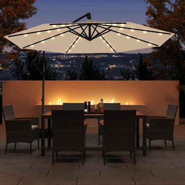3m Solar Offset Hanging Umbrella with Base for Pool Garden Lawn Deck