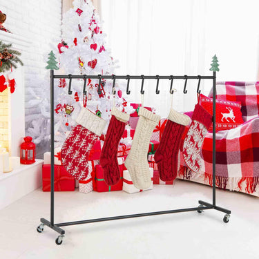 10-Hook Christmas Stocking Holder Stand on Wheels