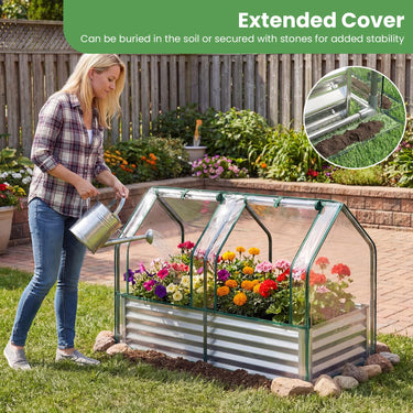 120 x 30 x 60 cm Galvanized Raised Garden Bed w/Greenhouse Cover