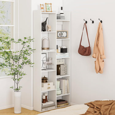 12-Tier Bookcase with Anti-Tipping Kits and Wood Display Shelf