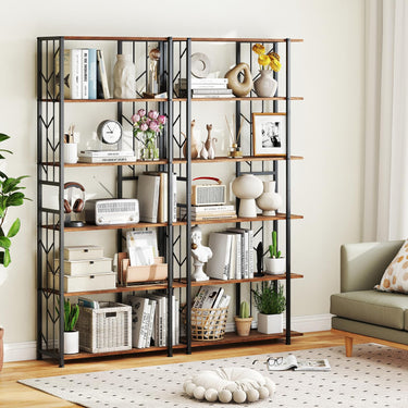 6-Tier Bookshelf with Heavy-duty Metal Frame and 2 Anti-tipping Kits