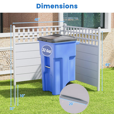 Air Conditioner Fence Panels, 114 x 115 cm Vinyl Picket Fence with Metal Ground Stakes - PatiojoyAU