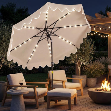 2.7M Solar Patio Umbrella with 32 LED Lights, Weighed Base