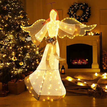 160CM Christmas Pre-Lit Angel, Outdoor Lighted Angel w/Halo