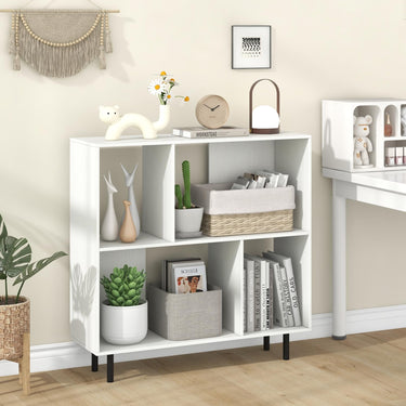 Open Shelf Bookcase with 4 Compartments for Living Room Bedroom