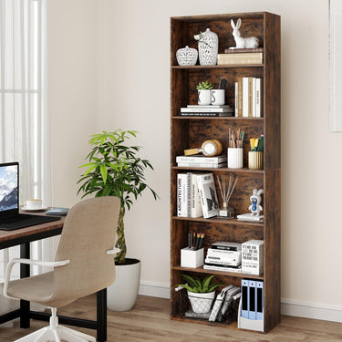 6-Tier Open Bookcase 178 cm Tall Floor Standing Book Storage Organizer