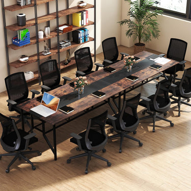 180cm Conference Table with Cable Grommet and Storage Shelf