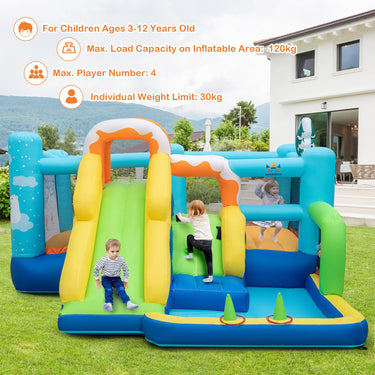 7-in-1 Jumbo Inflatable Bounce Castle with Long Slide (with Blower)