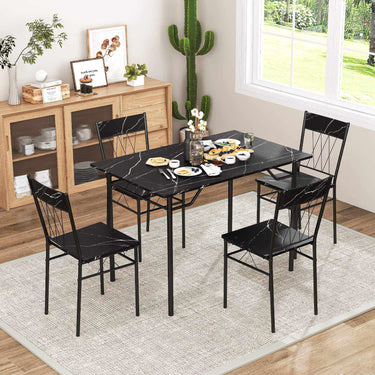 5-Piece Dining Table Set for 4 with Kitchen Table and 4 Dining Chairs and Metal Frame