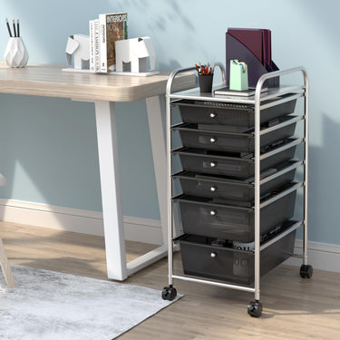 Rolling Storage Cart with Removable Drawers and Lockable Wheels for Home Office School