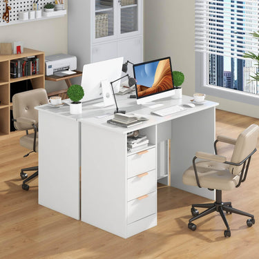 108 CM Home Office Desk with Power Outlet and 3 Storage Drawers