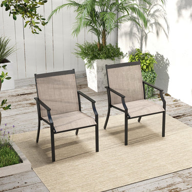 4 Piece Patio Dining Chairs, Large Outdoor Chairs w/Breathable Seat & Metal Frame - PatiojoyAU