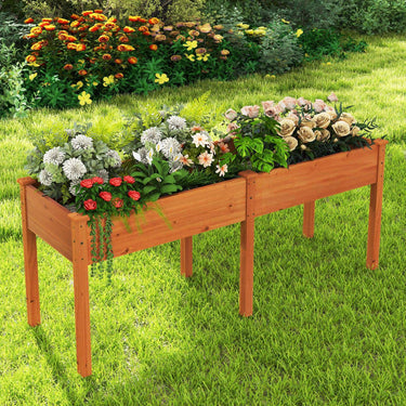 Raised Garden Bed w/Legs Elevated Planter Box w/Divider, 8 Drainage Holes