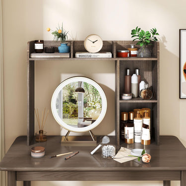 3-Tier Desk Bookshelf with 4 Shelves & Open Back Compartment