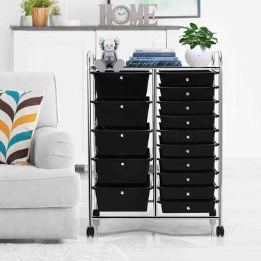 15 Drawer Rolling Storage Cart with Wheels for Home Office