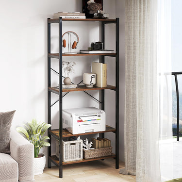 5-Tier Bookshelf Bookcase with Metal Frame and Dual Anti-Tipping Kits