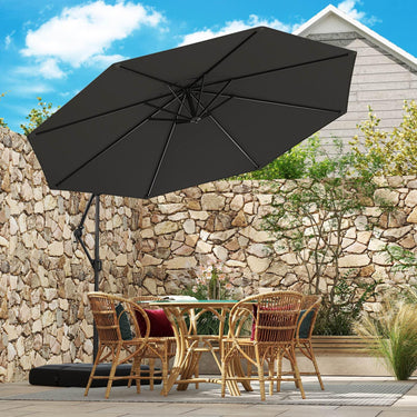 3m Offset Hanging Umbrella with Base, Patio Cantilever Umbrella