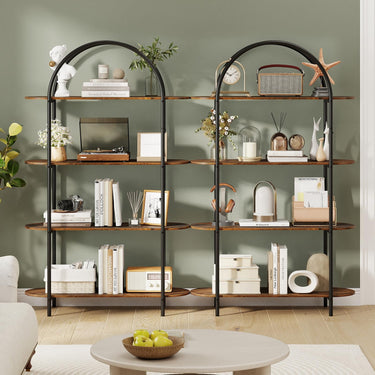 4-Tier Industrial Open Bookcase with Sturdy Metal Frame for Living Room and Home Office