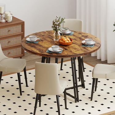 118cm Dining Table for 4-6 People Round Kitchen Table with 8 Metal Supporting Legs