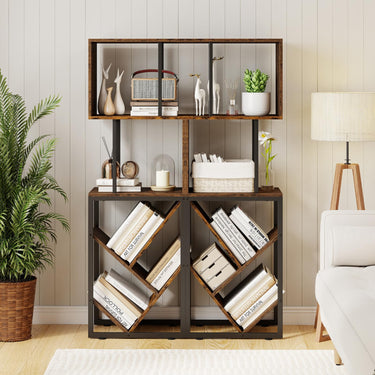 6-Tier Bookshelf with Open Display Shelves and Freestanding Storage Organizer for Living Room